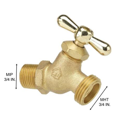 Brass Hose Bibb Valve 1/2 in. MIP and 1/2 in. SWT x 3/4 in. MHT No-Kink