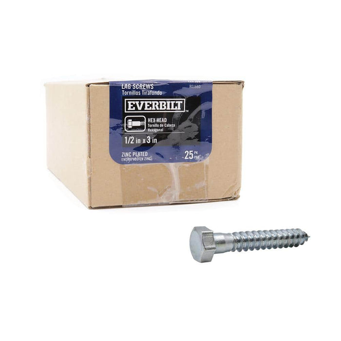 Lag Bolt 1/2 in. x 3 in. Hex Head Zinc Plated (25-Pack) 6