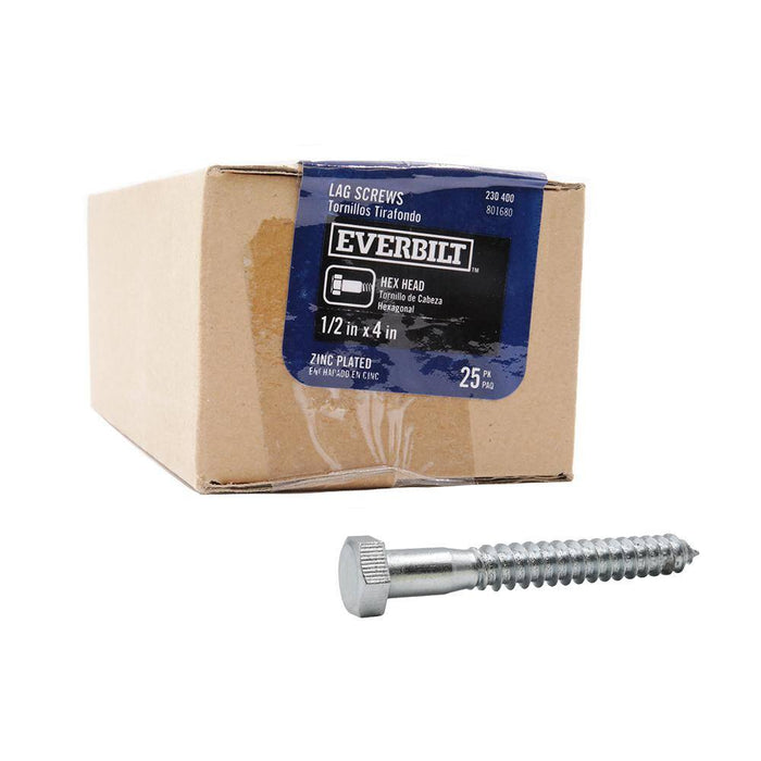 Lag Bolt 1/2 in. x 4 in. Hex Head Zinc Plated (25-Pack) 7