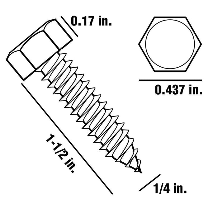 Lag Bolt 1/4 in. x 1-1/2 in. Hex Head Galvanized (25-Pack) 3