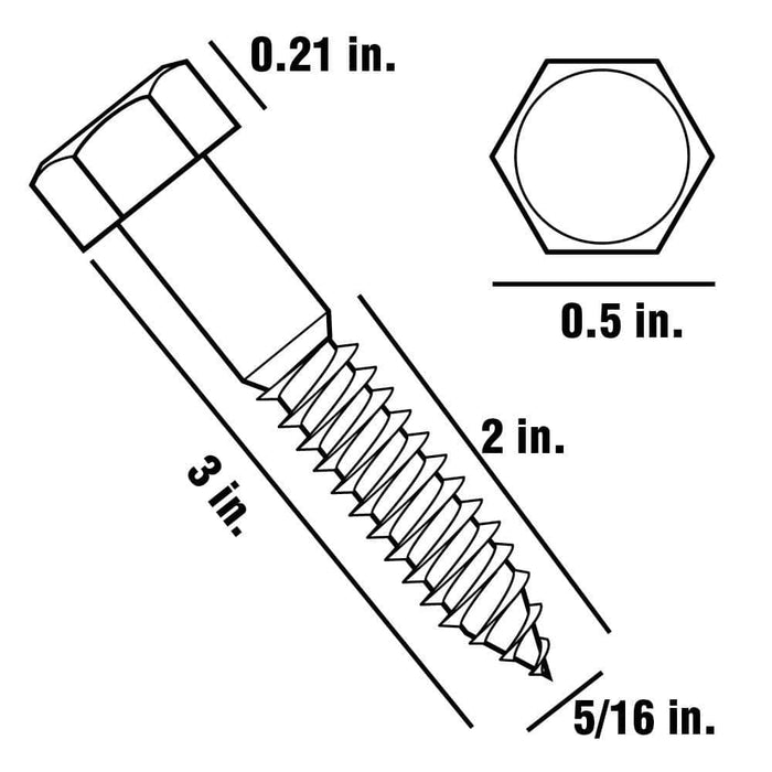 Lag Bolt 5/16 in. x 3 in. Hex Head Galvanized (25-Pack) 3