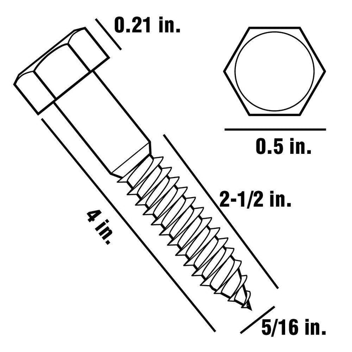 Lag Bolt 5/16 in. x 4 in. Hex Head Galvanized (25-Pack) 3