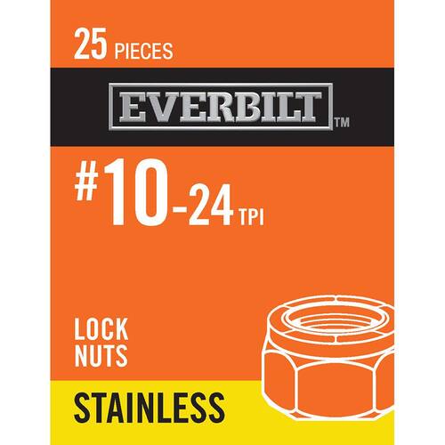 Nylon Lock Nut #10-24 Stainless Steel (25-Pack)