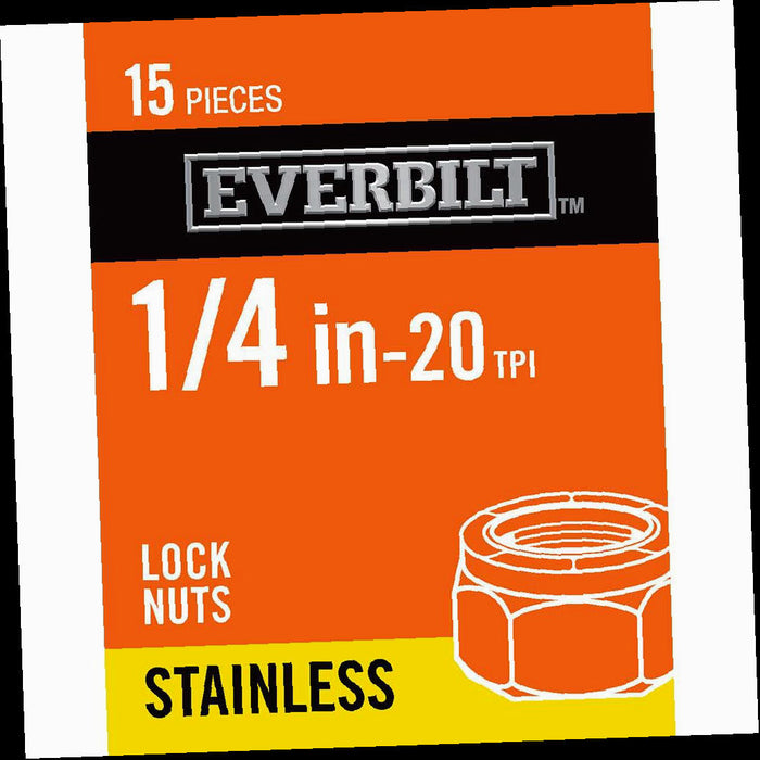 Lock Nuts, 1/4, in.-20 Stainless Steel Nylon Lock Nut, (15-Pack)