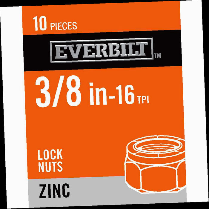 Lock Nuts, 3/8, in.-16 Zinc Plated Nylon Lock Nut, (10-Pack)