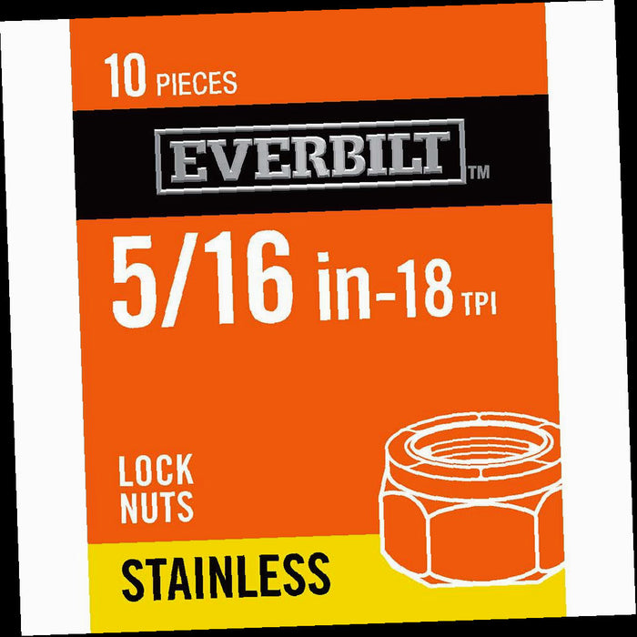 Lock Nuts, 5/16, in. -18 Stainless Lock USS Nuts, (10-Pack)