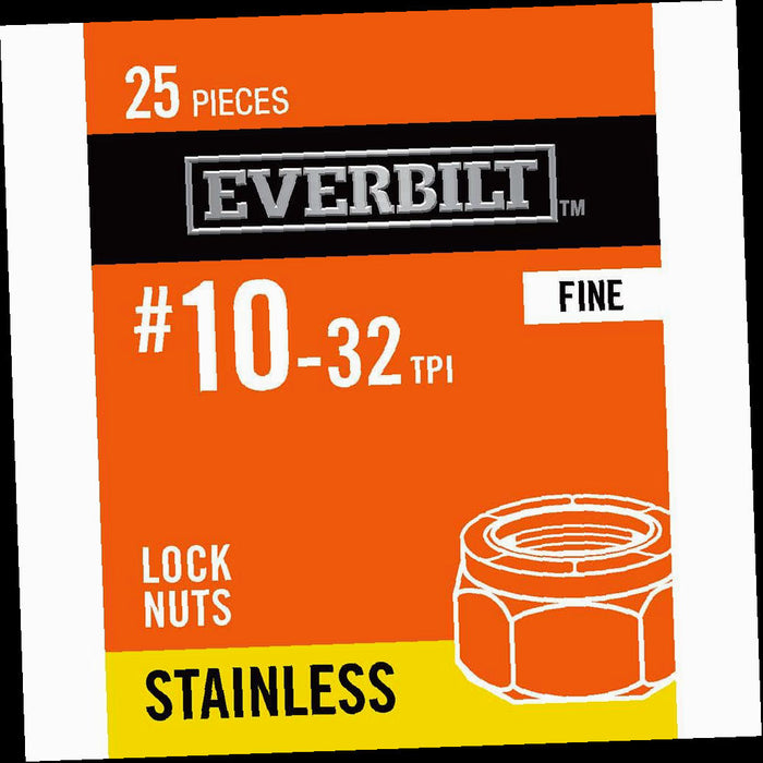 Lock Nuts, #10-32, Stainless Lock SAE Nuts, (25-Pack)