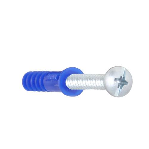 White and Blue Ribbed Plastic Anchor Pack #8-10 and #10-12, with Screws (202-Pieces)