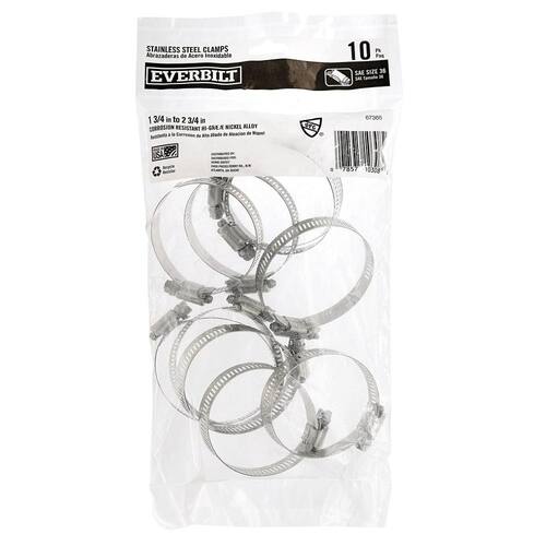 Hose Clamp Stainless Steel 1-3/4 in. to 2-3/4 in. (10-Pack)