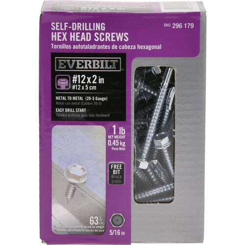 Self-Drilling Screw External Hex Flange Hex-Head 2 in. 1 lb.-Box (63-Piece)