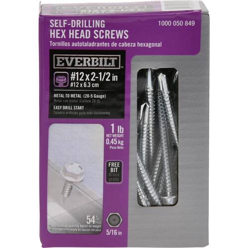 Self-Drilling Screws 2-1/2 in. External Hex Flange Hex-Head (1 lb.-Pack)