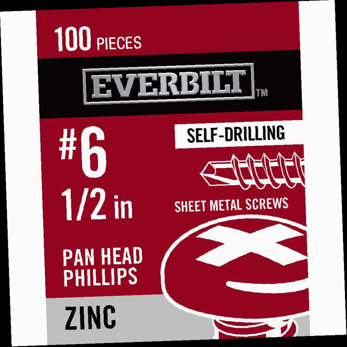 Sheet Metal Screw  #6 x 1/2 in. Zinc Plated Phillips Pan Head (100-Pack)