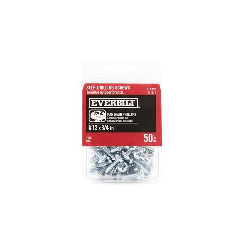 Sheet Metal Screws #12 3/4 in Pan Head Phillips Zinc Plated (50-Pack)