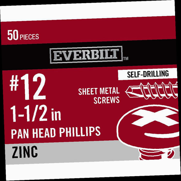 Sheet Metal Screw Zinc Pan-Head Self Drilling 1-1/2 in. x 50-Piece per Pack