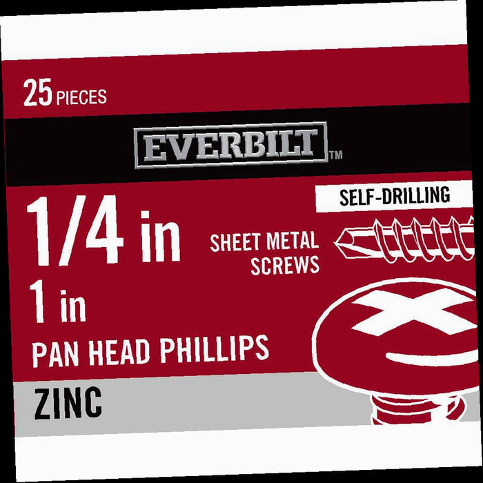 Sheet Metal Screw Zinc Plated Phillips Pan Head 1 in. x 25-Pack