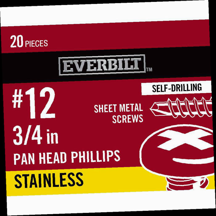 Sheet Metal Screws 12 3/4 in. Phillips Pan-Head (20-Pack)