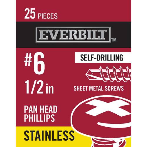 Sheet Metal Screws 1/2 in. Phillips Pan-Head 25-Pack