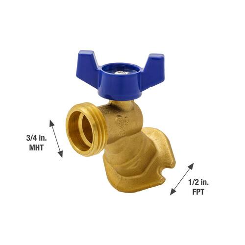 Sillcock Valve Brass Quarter-Turn 1/2 in. FIP x MHT with Flange