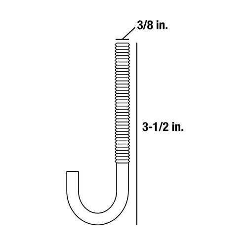 J-Bolt 1/4 in. x 4 in. Zinc