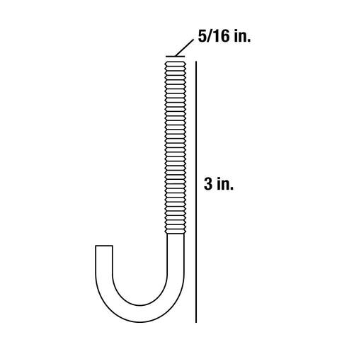 J-Bolt 5/16 in. x 3 in. Zinc