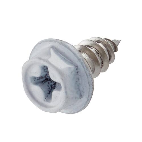 Gutter Sheet Metal Screw  #8 x 3/8 in. White Stainless Steel Hex Head (25-Pack)