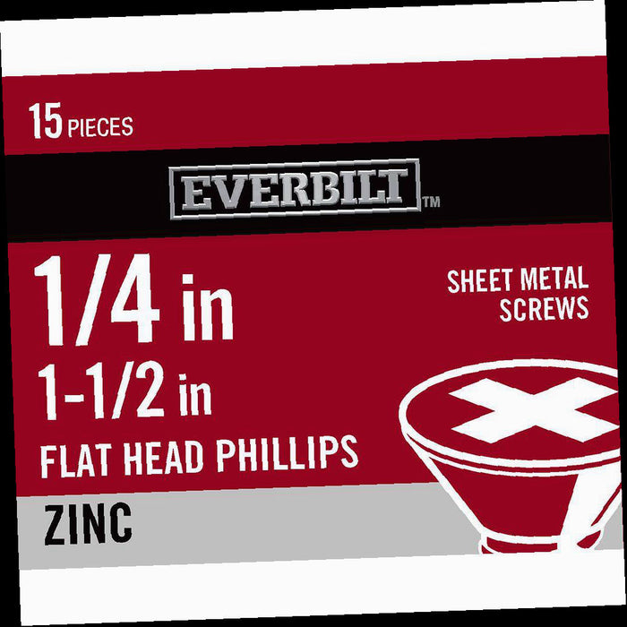 Sheet Metal Screw Phillips Flat Head Zinc Plated 14 x 1-1/2 in. 15-Pack