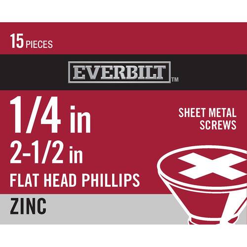 Sheet Metal Screw Phillips Flat Head Zinc Plated #14 x 2-1/2 in. (15-Pack)