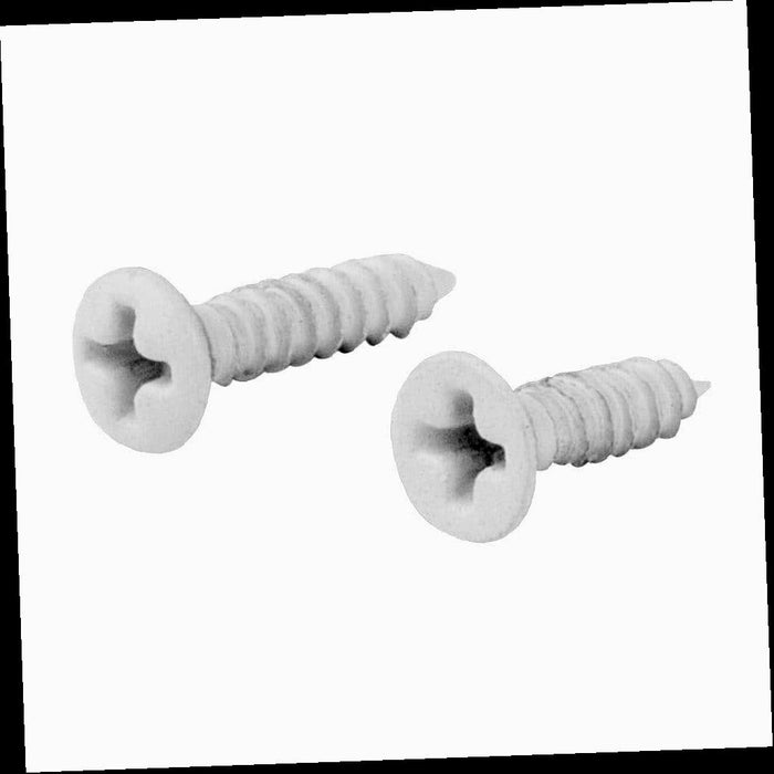 Cabinet Hinge Screws White Flat Head and Oval Head Phillips #6 (10-Piece per Pack)