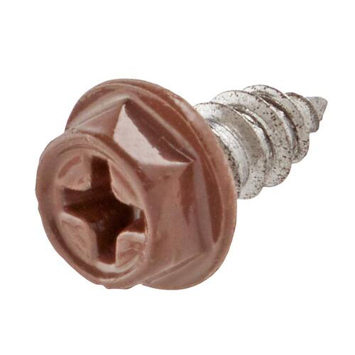 Gutter Sheet Metal Screw Brown Stainless Steel Hex Head #8 x 3/8 in. (25-Pack)