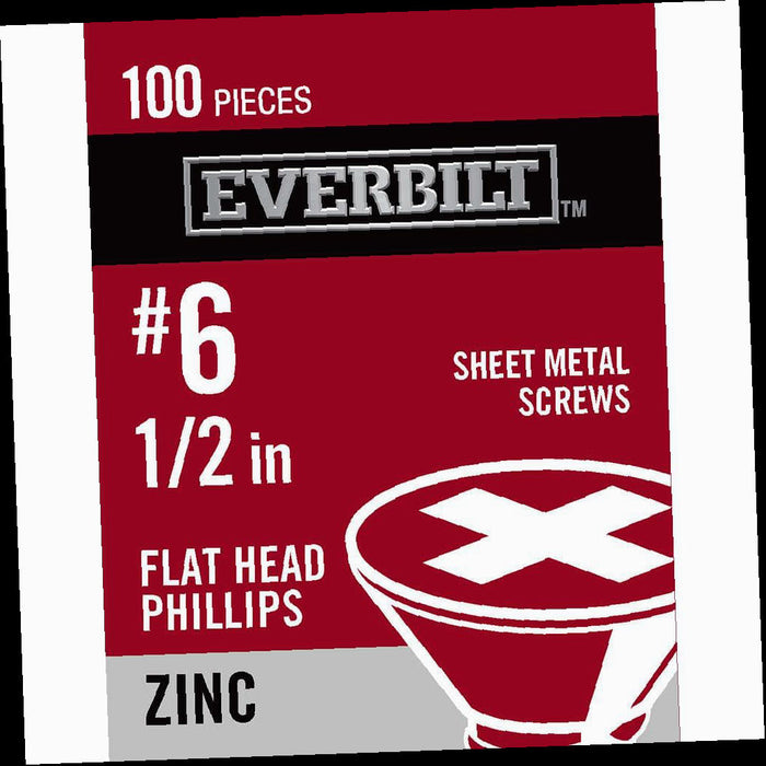 Sheet Metal Screw 1/2 in. x 6 in. Flat Head Phillips Zinc Plated (100-Pack)