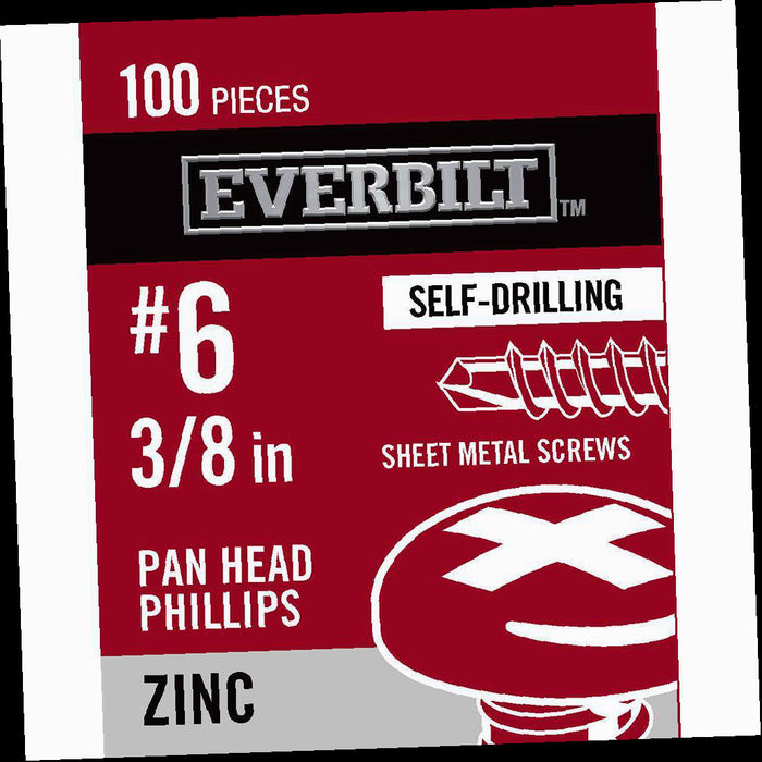 Sheet Metal Screw 6 x 3/8 in. Zinc Plated Phillips Pan Head (100-Pack)