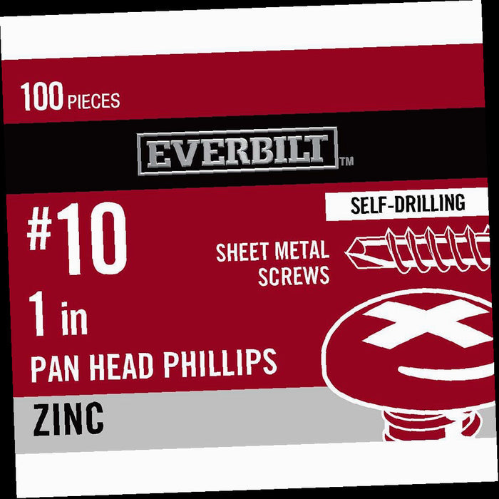 Sheet Metal Screw 1 in. Zinc Plated Phillips Pan Head (100-Pack)