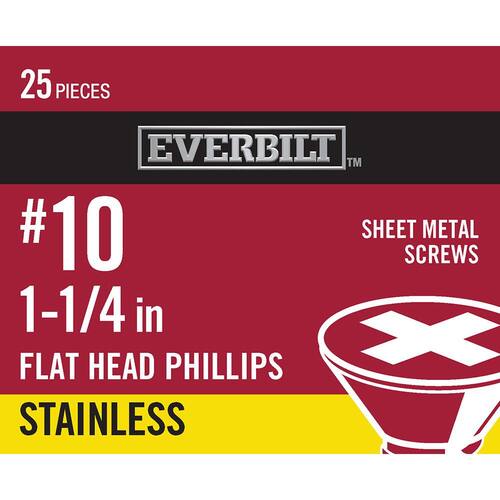 Sheet Metal Screws 1-1/4 in. Phillips Flat-Head 25-Pack