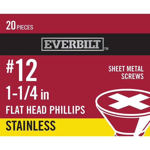 Sheet Metal Screws 1-1/4 in. Phillips Flat-Head (20-Pack)