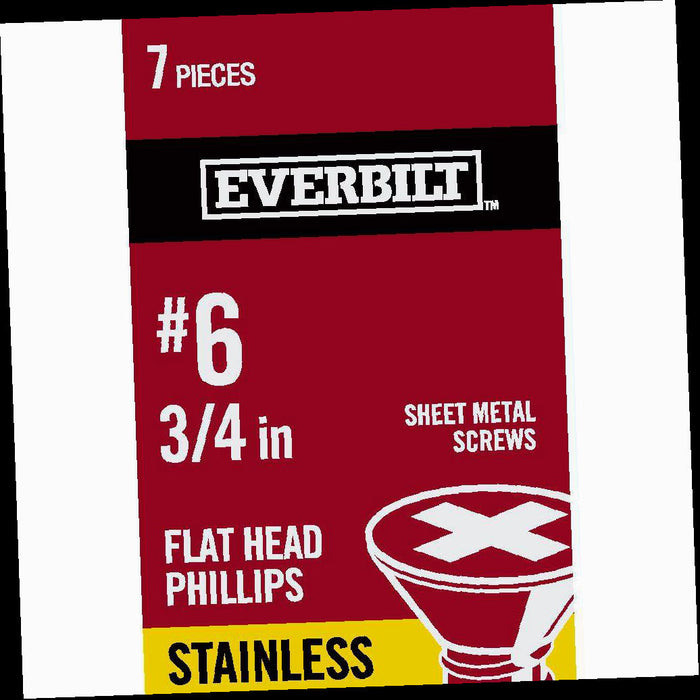 Sheet Metal Screw Stainless Steel Phillips Flat Head #6 x 3/4 in. (7-Pack)