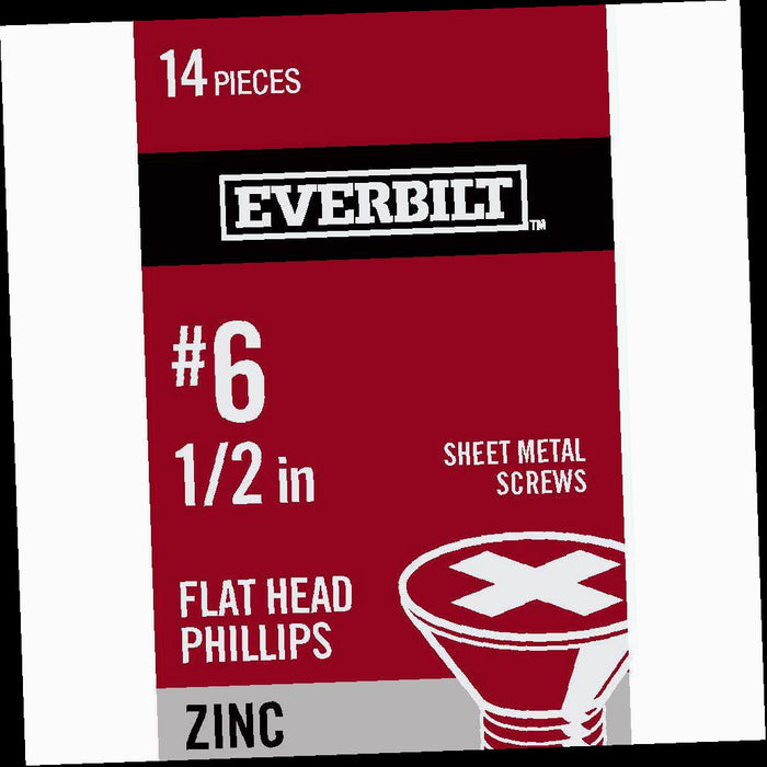 Sheet Metal Screw 6 x 1-1/2 in. Zinc Plated Phillips Flat Head (14-Pack)