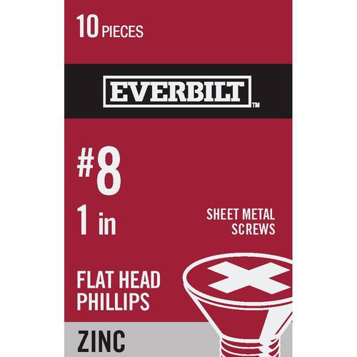 Sheet Metal Screw 1 in. Zinc Plated Phillips Flat Head #8 (10-Pack)