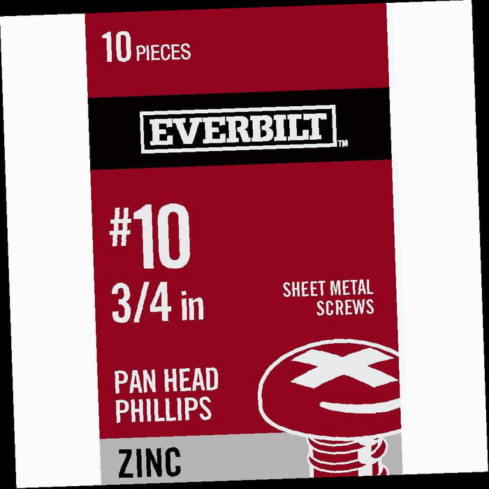 Sheet Metal Screw 3/4 in. Zinc Plated Phillips Pan Head 10-Pack