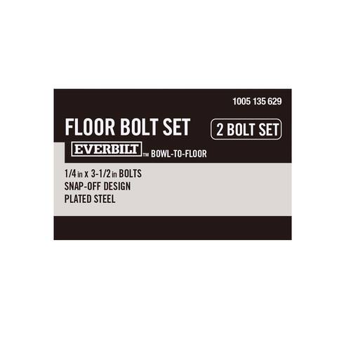 Toilet Bowl-To-Floor Bolt Set Snap-Off Design 1/4 in. x 3-1/2 in.