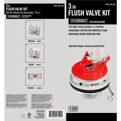 Flush Valve 3 in. Universal Adjustable with Flapper