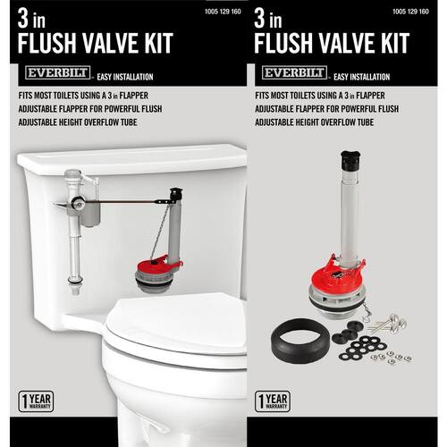 Flush Valve 3 in. Universal Adjustable with Flapper