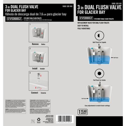 Toilets Dual Flush Valve for 3 in. Glacier Bay