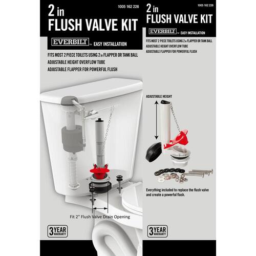 Toilet Flush Valve Repair Kit Universal Complete 2 in.