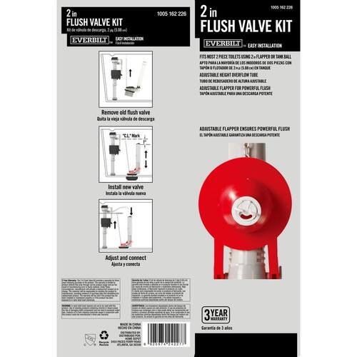 Toilet Flush Valve Repair Kit Universal Complete 2 in.