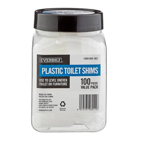 Plastic Shims 1.96 in. x 1.18 in. x 0.24 in. Clear 100-Pieces Per Jar Toilet