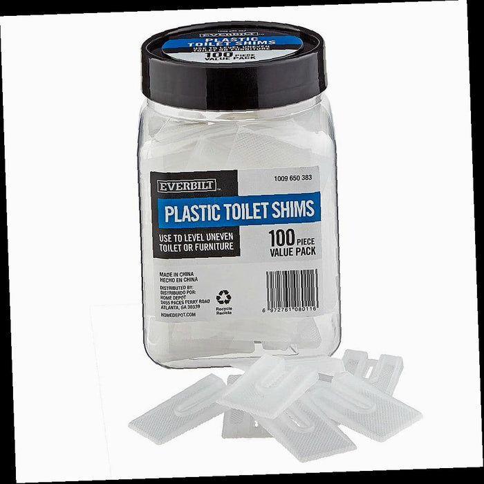 Plastic Shims 1.96 in. x 1.18 in. x 0.24 in. Clear 100-Pieces Per Jar Toilet