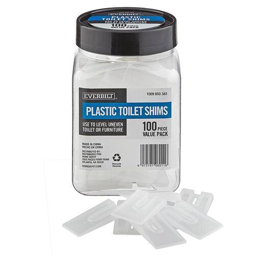 Plastic Shims 1.96 in. x 1.18 in. x 0.24 in. Clear 100-Pieces Per Jar Toilet