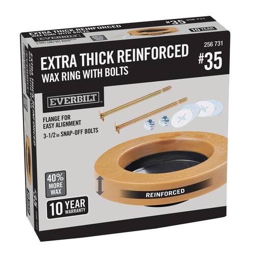 Toilet Wax Ring Reinforced Extra Thick with Plastic Horn and Zinc-Plated Bolts 2