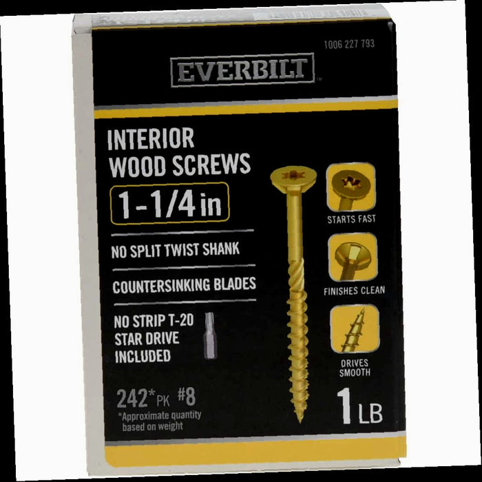 Screw #8 x x 1-1/4 in. Star Drive Head Interior Wood Screws (242-Pack) Head Flat
