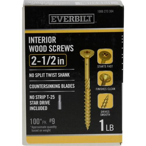 Wood Deck Screws #9 x 2-1/2 in. Star Drive Flat Head Interior 100-Pack